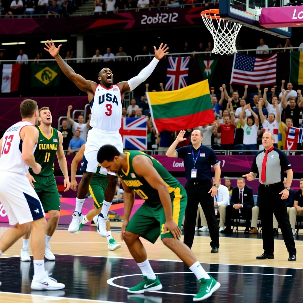 2012奥运会美国男篮vs立陶宛:巅峰对决中的坚韧与荣耀